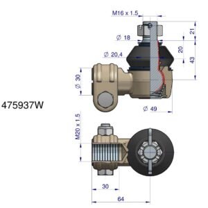 Przegub układu kierowniczego Manitou  475937 Waryński [475937W]
