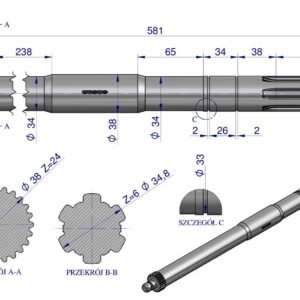 Wałek przekaźnika mocy II WOM C-360 ORYGINAŁ URSUS [50619021U]