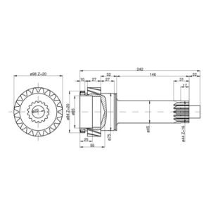 Wałek napędzający bez reduktora Z-20 84120508 C-385 [80121157C]