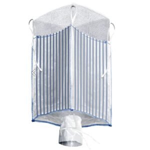 Worek BIG BAG 1200kg. 90x90x185. 4 uchwyty. wentylowana tkanina do warzyw. kołnierz z siatki/lej spustowy. tasiemka [BB1-2T90X185-KS/1L]