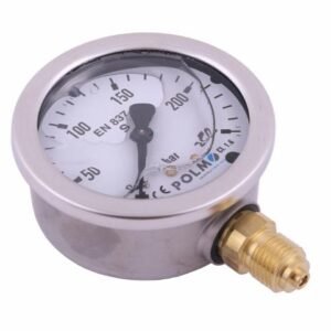 Manometr glicerynowy M63 0-250 bar dolne przyłącze G1/4" POLMO [MGH63KG14D250P]