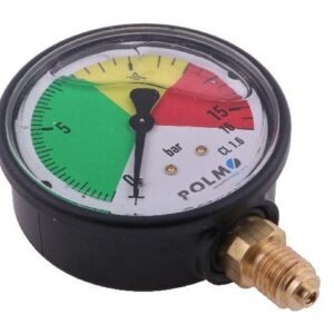 Manometr glicerynowy M63 0-16 bar. gwint M12x1.5 dolne przyłącze. obudowa plastikowa. Opryskiwacz POLMO [MGO63PM12D16P]