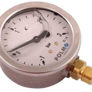 Manowakuometr glicerynowy M63 (-1 do 3 bar) dolne przyłącze G1/4 POLMO