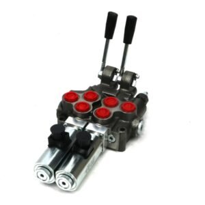 Rozdzielacz hydrauliczny (50 l/m) 2 sekc.ster. Ręczno elektryczne 12 DC [ROZ50-2-RE12]