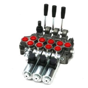 Rozdzielacz hydrauliczny (50 l/m) 4 sekc. 3 sekcje ster. Ręczno elektryczne 12 DC 1 sekcja manualna [ROZ50-4-3RE1R12]