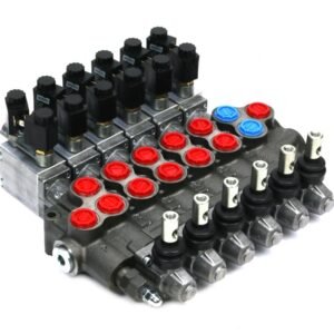 Rozdzielacz hydrauliczny (50 l/m) 6 sekcji, ostatnia sekcja otwarta .ster. ręczno elektryczno-pneumatyczny 24 DC [ROZ50-6-REP24]