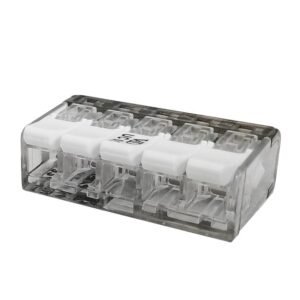 Szybkozłączka elektryczna 5 otworowa z zapadką. przewód- linka. drut  0.5-4 mm2 ( pakowane po 10 szt. ) [SZYBLD5Z]