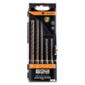 Zestaw wierteł do betonu - widia SDS PLUS 4-ostrzowe (5 SZT.)  / TEGER [T-W-NWWDB-KPL02]