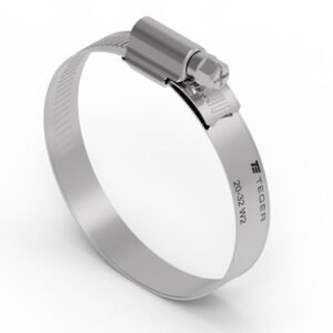 Opaska zaciskowa wzmocniona 20-32 ślimakowa (obejma W2 - stal nierdzewna) szerkość 12mm TEGER ( sprzedawane po 50 ) [T-W2-20-32-S]