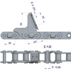 Łańcuch obrywacza kolb przystawki do kukurydzy 76 ogniw CA627 x 76A CPEF17 6 płytek zastosowanie Geringhoff WARYŃSKI [W-034851]