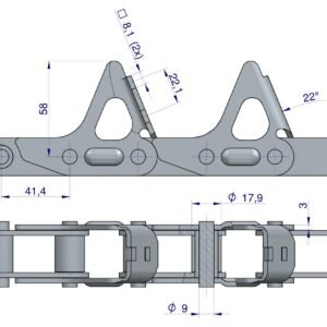 Łańcuch obrywacza kolb przystawki do kukurydzy 54 ogniwa 55VDF1 x 54A CPEF(CP) zastosowanie CNH 84814701 WARYŃSKI [W-190190020]