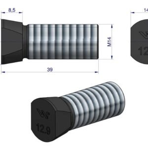 Śruba kpl. płużna oval z dwóch stron ścięta M14x39 mm kl.12.9 zastosowanie Vogel & Noot Waryński M14X39OV2VN ( sprzedawane po 25 ) [W-240121439]