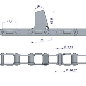 Łańcuch obrywacza kolb przystawki do kukurydzy zamknięty 62 ogniwa CA550 x 62S CPEF1 8 płytek zastosowanie Fantini WARYŃSKI [W-3071]