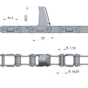 Łańcuch obrywacza kolb przystawki do kukurydzy zamknięty 57 ogniw CA550 x 57LS zastosowanie Laverda WARYŃSKI [W-312052700]