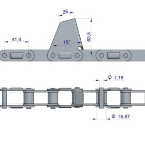 Łańcuch obrywacza kolb przystawki do kukurydzy zamknięty 54 ogniwa CA550 x 54A CPEF2 7 płytek zastosowanie Laschen CNH WARYŃSKI [W-322718950]