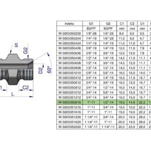 Złączka hydrauliczna redukcyjna calowa BB 1/2" x 1" BSP Waryński ( sprzedawane po 2 ) [W-5005050816]