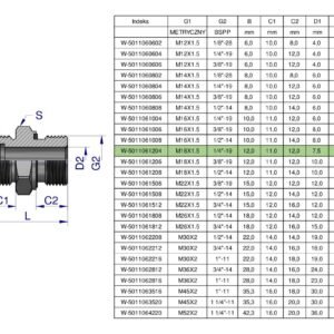 Przyłączka hydrauliczna BB (XGE) M18x1.5 12L x 1/4" BSP ED Waryński ( sprzedawane po 10 ) [W-5011061204]