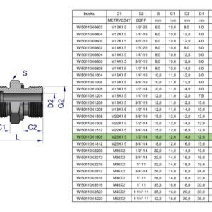 Przyłączka hydrauliczna BB (XGE) M26x1.5 18L x 1/2" BSP ED Waryński ( sprzedawane po 2 ) [W-5011061808]