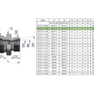 Złączka hydrauliczna redukcyjna metryczna BB M16x1.5 10L / M12x1.5 06L (XG) Waryński ( sprzedawane po 5 ) [W-5011111006]