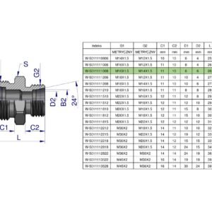 Złączka hydrauliczna redukcyjna metryczna BB M16x1.5 10L / M14x1.5 08L (XG) Waryński ( sprzedawane po 5 ) [W-5011111008]