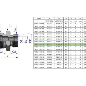 Złączka hydrauliczna redukcyjna metryczna BB M26x1.5 18L / M16x1.5 10L (XG) Waryński ( sprzedawane po 2 ) [W-5011111810]