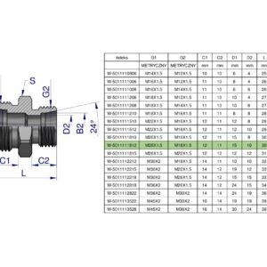 Złączka hydrauliczna redukcyjna metryczna BB M26x1.5 18L / M18x1.5 12L (XG) Waryński ( sprzedawane po 2 ) [W-5011111812]