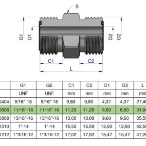 Złączka hydrauliczna calowa BB 11/16" ORFS (UNF) Waryński ( sprzedawane po 2 ) [W-5024240606]