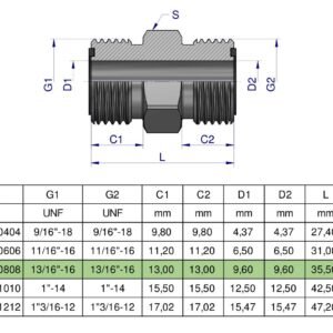Złączka hydrauliczna calowa BB 13/16" ORFS (UNF) Waryński ( sprzedawane po 2 ) [W-5024240808]