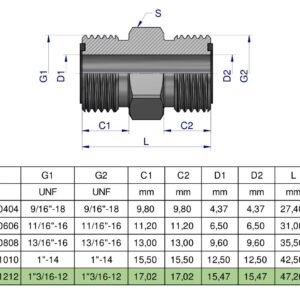 Złączka hydrauliczna calowa BB 1 3/16" ORFS (UNF) Waryński [W-5024241212]