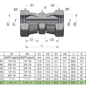 Złączka hydrauliczna calowa AA 1 1/4" BSP Waryński [W-5105052020]