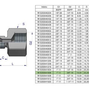Tulejka różnicowa hydrauliczna calowa AB 1"GZ x 3/8"GW BSP Waryński [W-5203041606]