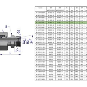 Złączka hydrauliczna metryczna AB (XKOR) A-M18x1.5 12L / B-M14x1.5 08L Waryński ( sprzedawane po 2 ) [W-5211150812]