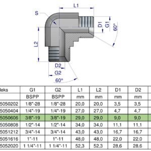 Kolanko hydrauliczne calowe BB 3/8" BSP (XW) Waryński ( sprzedawane po 5 ) [W-5605050606]