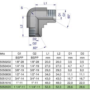Kolanko hydrauliczne calowe BB 1 1/4" BSP (XW) Waryński [W-5605052020]