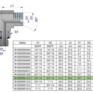 Kolanko hydrauliczne nastawne calowe BB 3/4" x 3/4" BSP z regulacją Waryński [W-5605091212]
