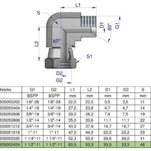 Kolanko hydrauliczne calowe AB 1 1/2" BSP Waryński [W-5805052424]
