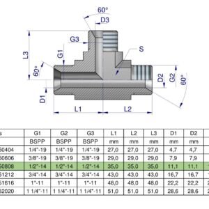 Trójnik hydrauliczny calowy BBB 1/2" BSP (XT) Waryński [W-7005050808]