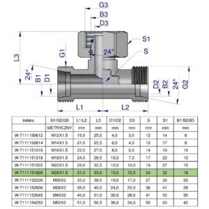 Trójnik hydrauliczny symetryczny metryczny BAB M26x1.5 18L (XEVT) Waryński [W-7111151826]