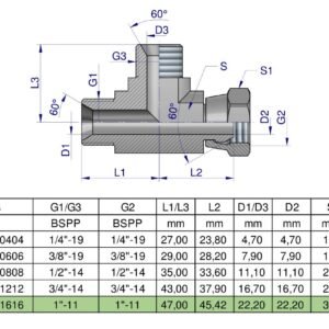 Trójnik hydrauliczny niesymetryczny calowy BBA 1" BSP (XEVL) Waryński [W-7205051616]