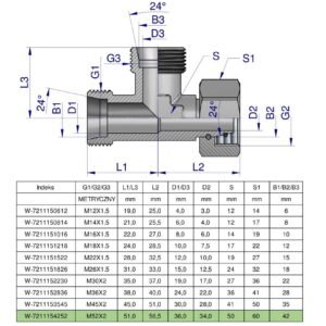 Trójnik hydrauliczny niesymetryczny metryczny BBA M52x4 42L (XEVL) Waryński [W-7211154252]