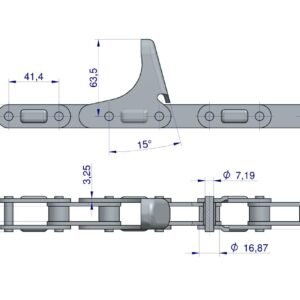 Łańcuch obrywacza kolb przystawki do kukurydzy zamknięty 48 ogniw CA555F3 x 48A zastosowanie Case WARYŃSKI [W-86523386]