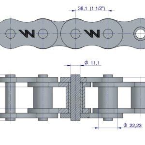 Łańcuch rolkowy wzmocniony przemysłowy 24AH-1 ANSI A 120H (R1 1.1/2) 5m Waryński [W-L24AH1]