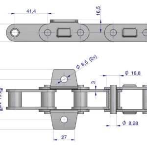 Łańcuch podajnika CA550VD łapka K1 co 4 ogniwa 5m Waryński [W-LCA550VDK1.04]