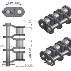 Półogniwo łańcucha P06B-3 (R3 3/8) Waryński ( sprzedawane po 5 ) [W-P06B3]