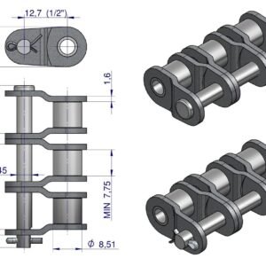 Półogniwo łańcucha P08B-3 (R3 1/2) Waryński ( sprzedawane po 5 ) [W-P08B3]