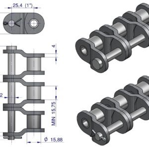 Półogniwo łańcucha przemysłowe P16AH-3 ANSI A 80H (R3 1) Waryński ( sprzedawane po 5 ) [W-P16AH3]