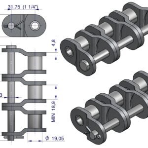Półogniwo łańcucha przemysłowe P20AH-3 ANSI A 100H (R3 1.1/4) Waryński ( sprzedawane po 3 ) [W-P20AH3]