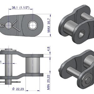 Półogniwo łańcucha wzmocnione P24A-1 ANSI A 120 (R1 1.1/2) Waryński ( sprzedawane po 2 ) [W-P24A1]