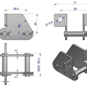 Zamek łańcucha z przyłączem obustronnym 38.4VBSD Waryński ( sprzedawane po 5 ) [W-Z38.4VBSD]