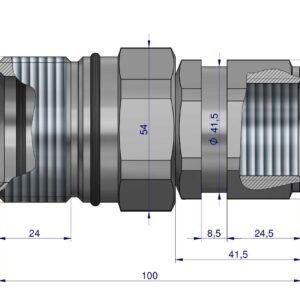 Szybkozłącze hydrauliczne skręcane gniazdo G1"BSP gwint wewnętrzny 250bar Waryński [WDCVV1GW]
